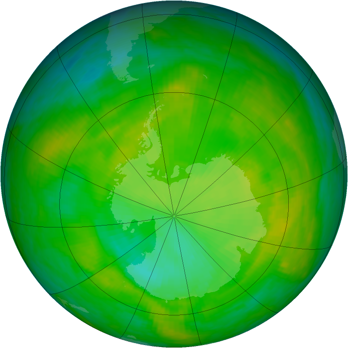 Antarctic ozone map for 05 December 1983